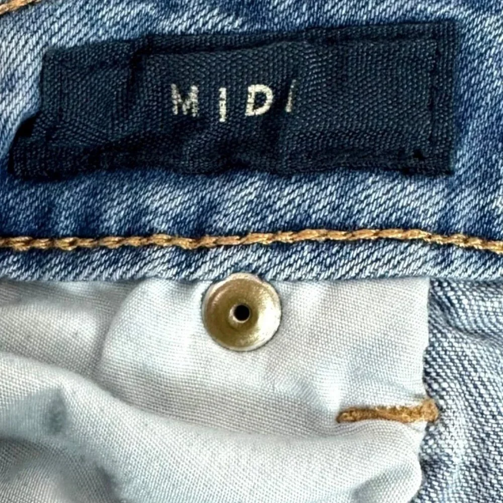 Aeropostale Y2K Low Rise Midi Distressed Blue Denim Summer Jean Shorts Size 12 - Picture 8 of 13